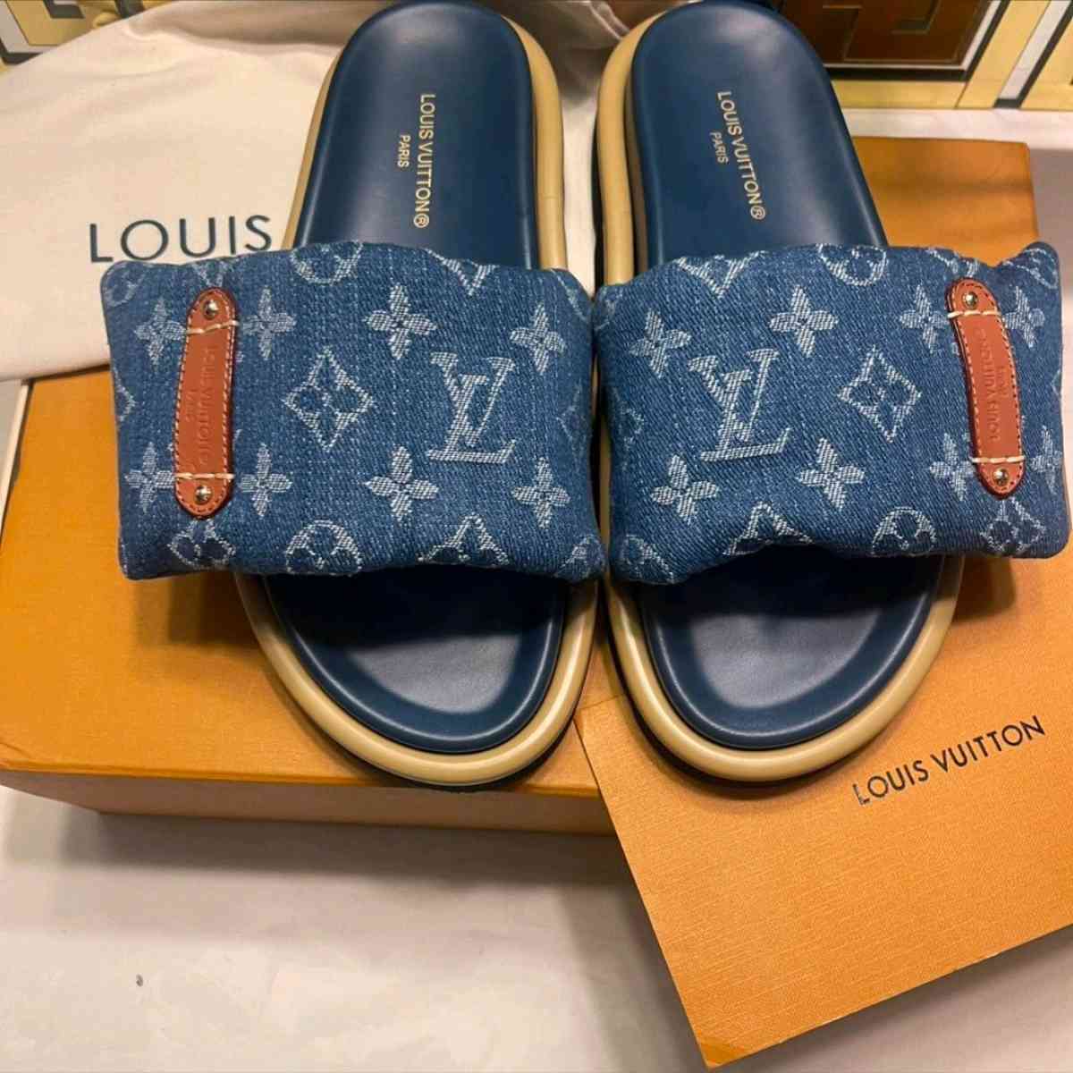 Louis Vuitton Monogram Denim Pillow slides - West Palm Beach, Florida - FleaMarketBay