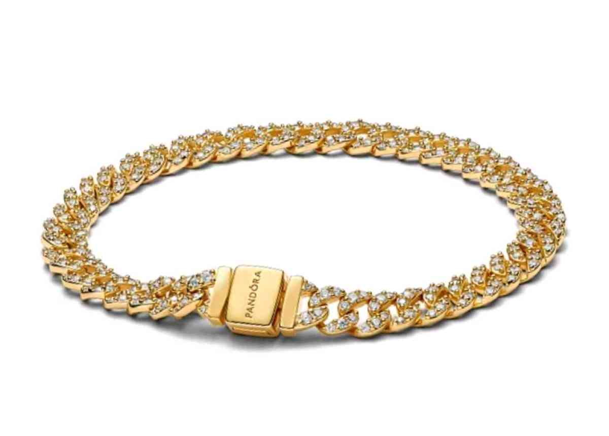PANDORA TIMELESS GOLD PLATED PAV CUBAN CHAIN BRACELET - Elysburg, Pennsylvania - FleaMarketBay