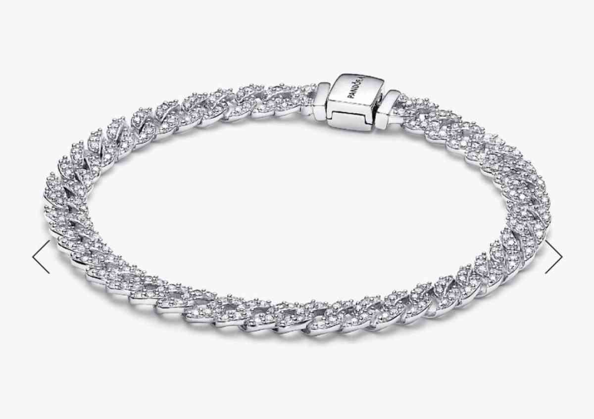 PANDORA TIMELESS PAVE CUBAN CHAIN STERLING SILVER BRACELET - Elysburg, Pennsylvania - FleaMarketBay