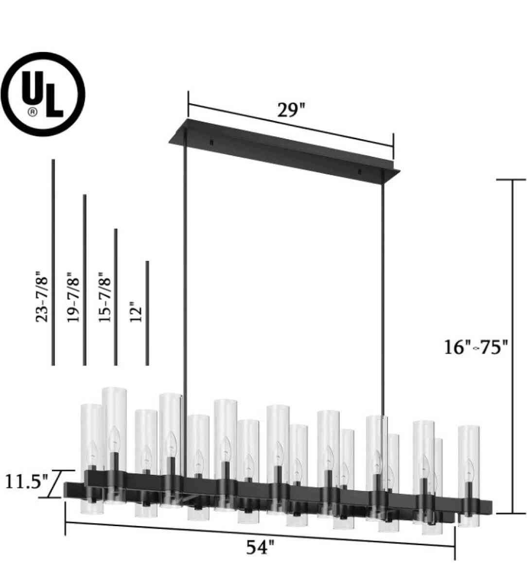 Dimmable Modern 16 Light Black Chandelier - Chester, Maryland - FleaMarketBay