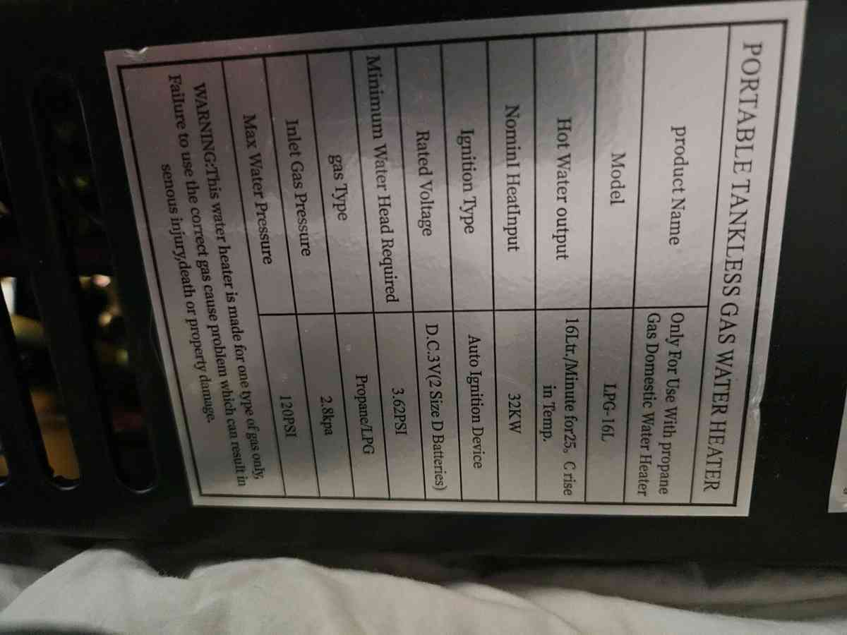 portable tankless gas water heater - Henderson, Nevada - FleaMarketBay