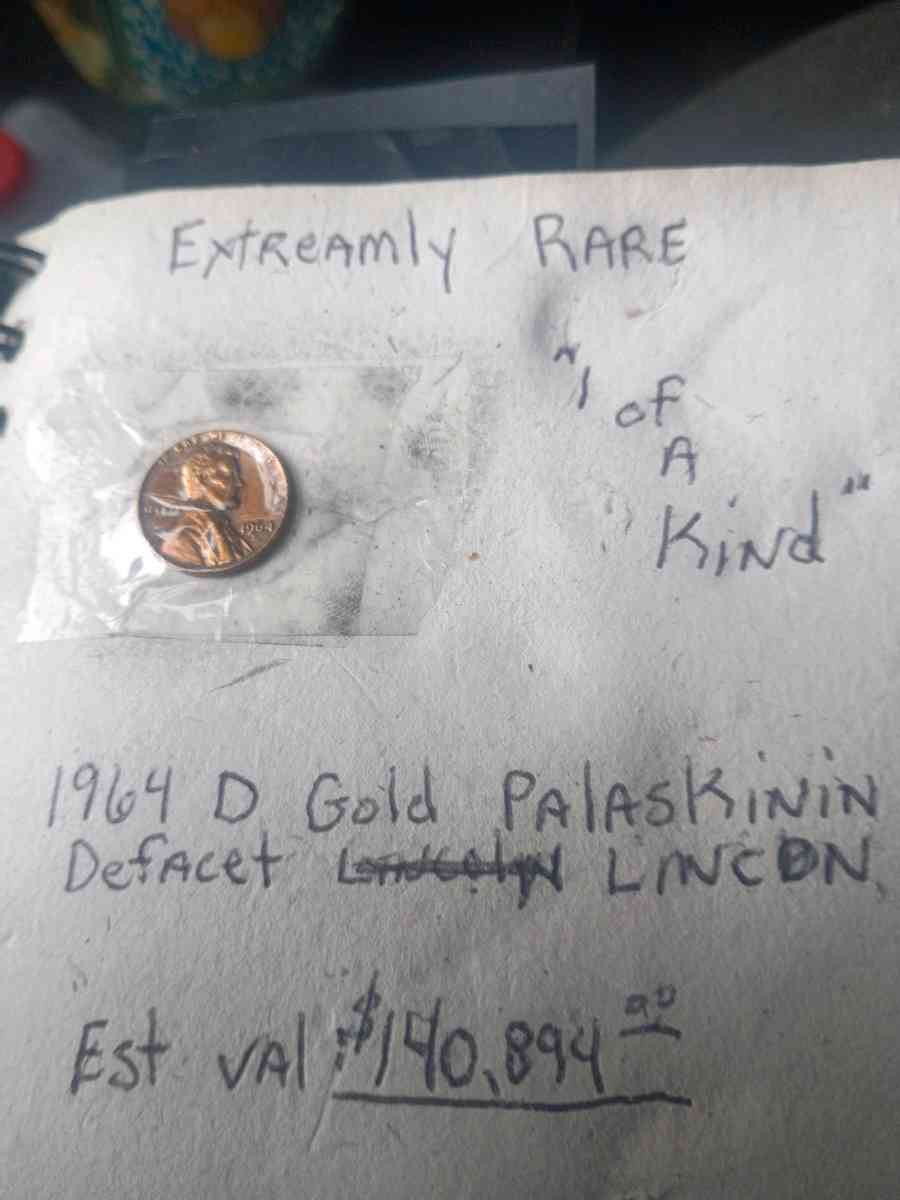 1964 1 of a kind gold palaskinnin penny RARE - Dayton, Ohio