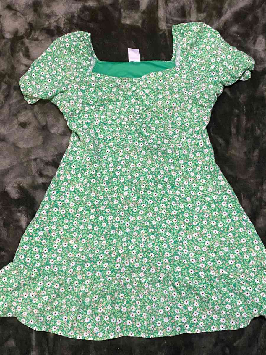 green floral dress