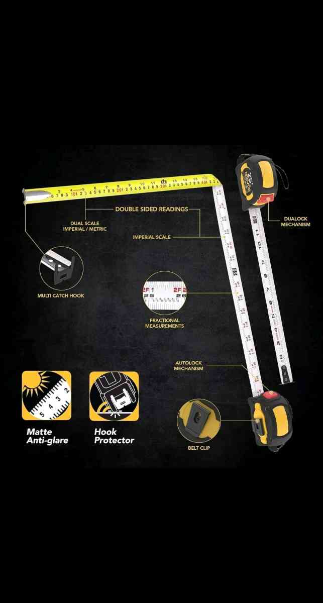 4Pack LX 204 25Ft75M Tape MeasureDualock Autolock1Inch Wide - Brooklyn, New York - FleaMarketBay