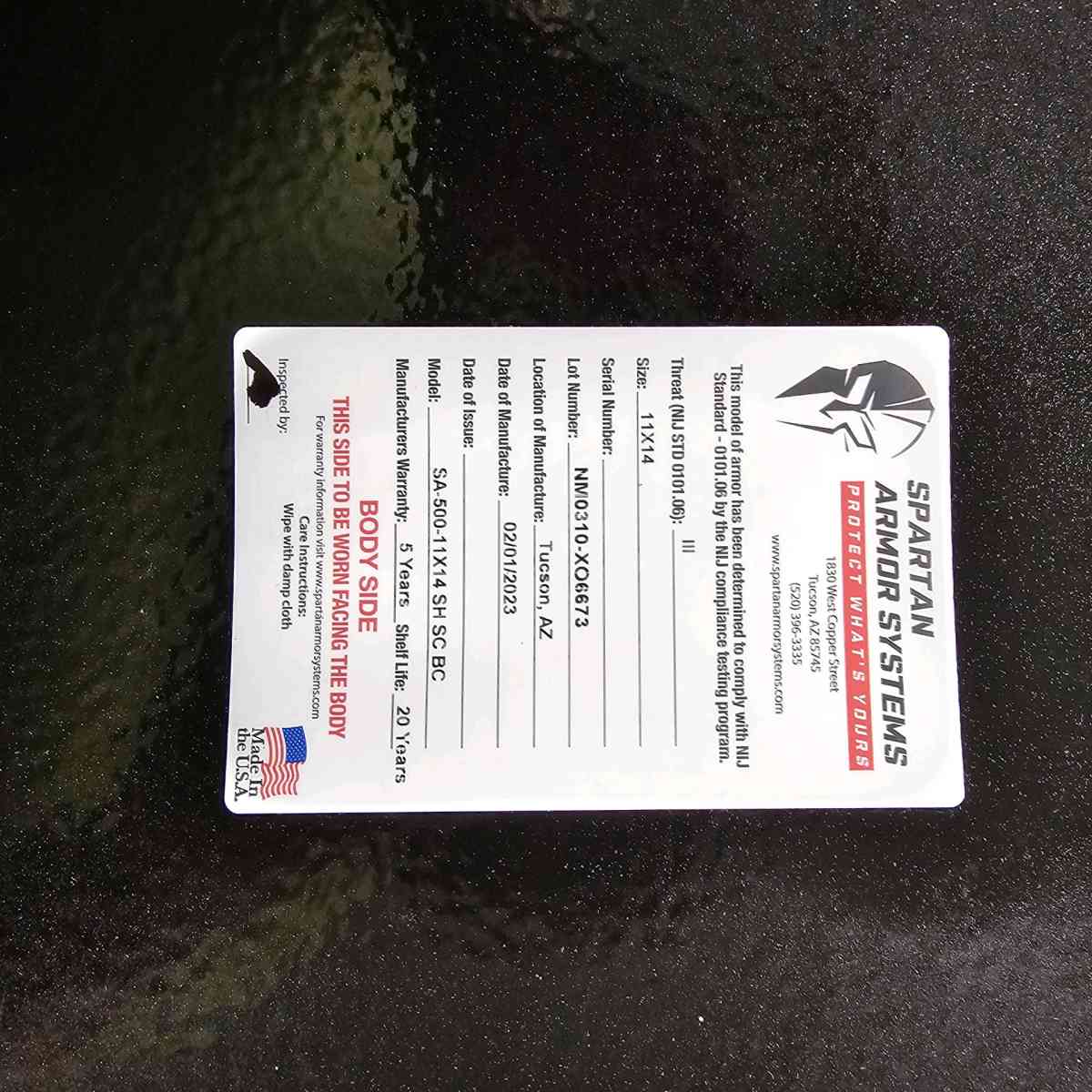 Spartan Body armor - Doylestown, Ohio - FleaMarketBay