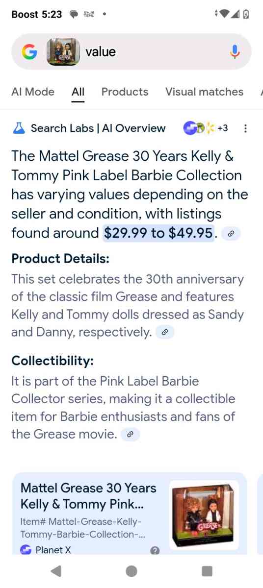 30 year of the movie Grease featuring Sandy and Danny dolls - Akron, Ohio - FleaMarketBay