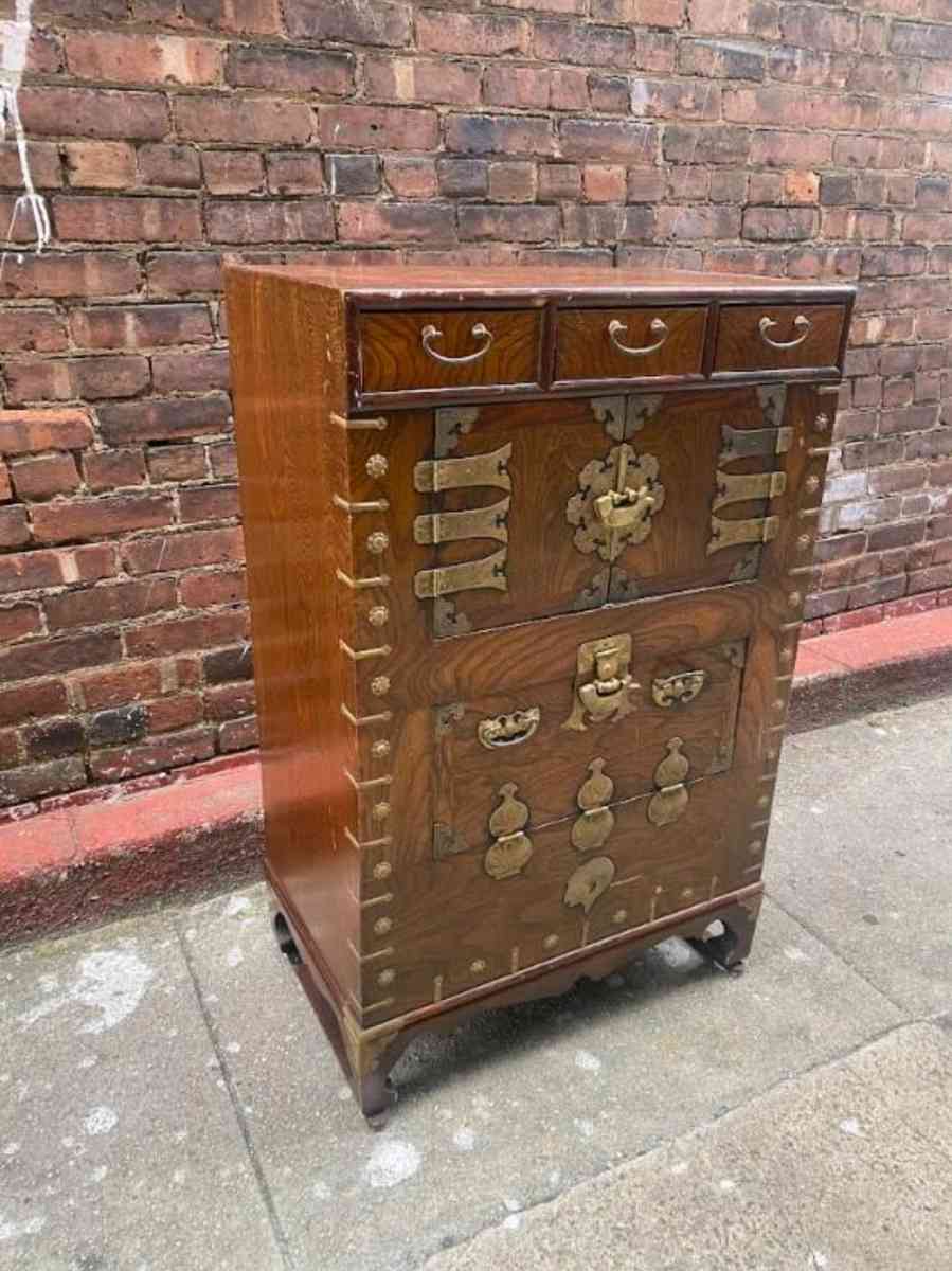Vintage Cabinet  Solid Wood  Brass - Adams, New York - FleaMarketBay