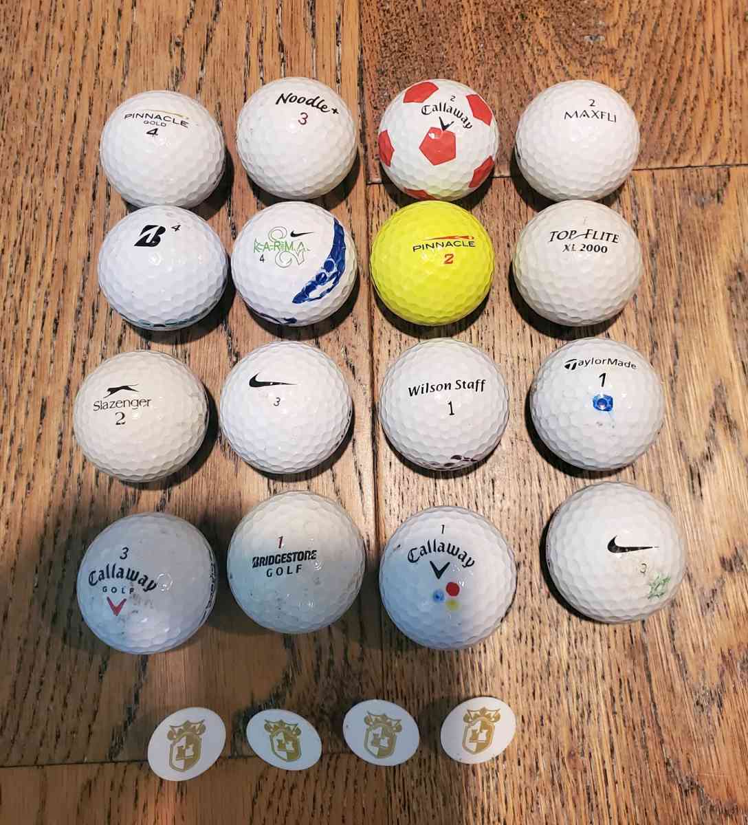 Used Golf Balls 16 Ea  Ball Markers 4 Ea With Glass Storage - Plano, Texas - FleaMarketBay