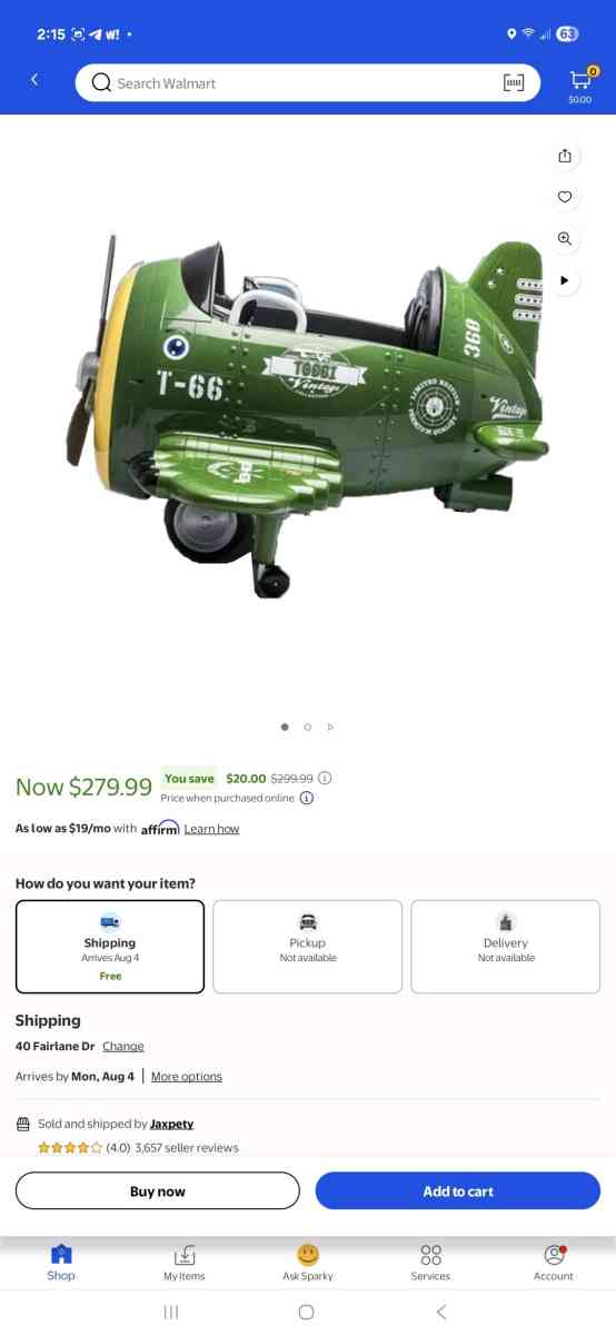 tobbi 12V Electric Toy Airplane Battery Powered Kids Ride on - Poplarville, Mississippi - FleaMarketBay