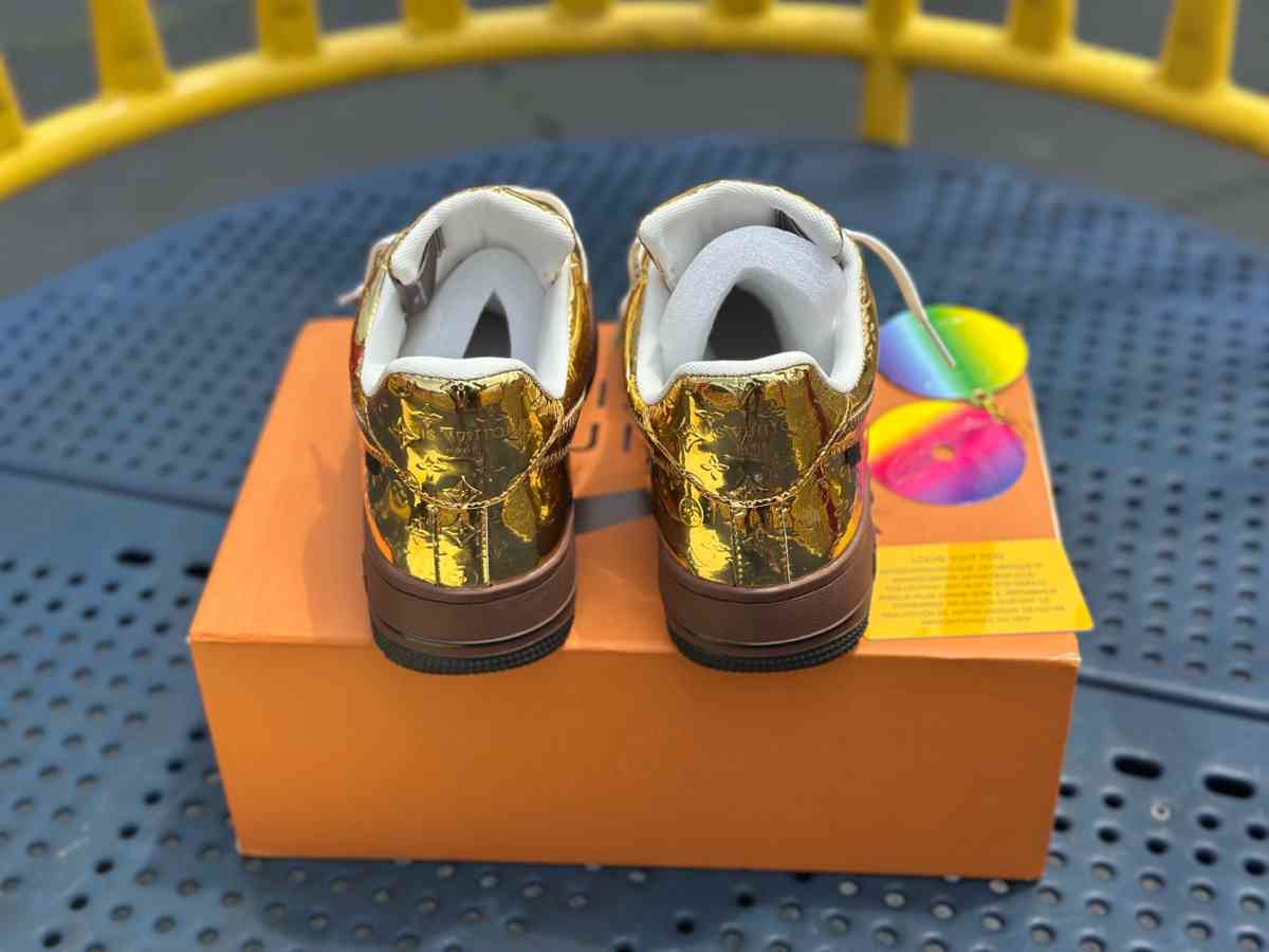 Louis Vuitton x Air Force 1 Low Metallic Gold - Brooklyn, New York - FleaMarketBay