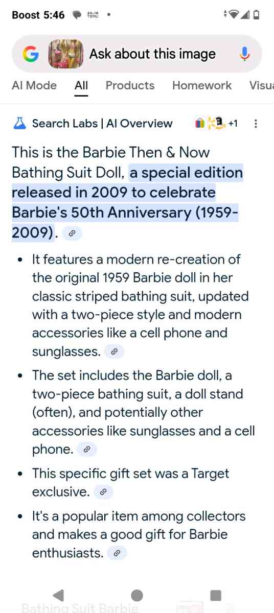 recreation of the then n now Barbie doll 50th anniversary - Akron, Ohio - FleaMarketBay