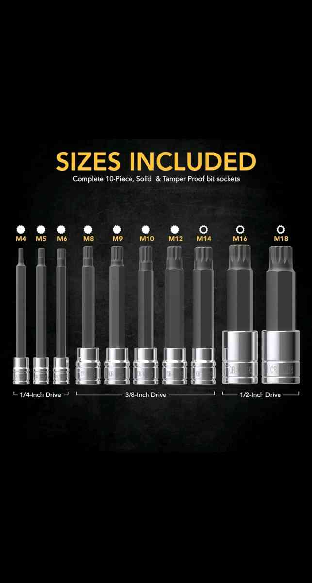 XZN Triple Square Spline Bit Socket SetExtra Long 4Inc10Piec - Brooklyn, New York - FleaMarketBay