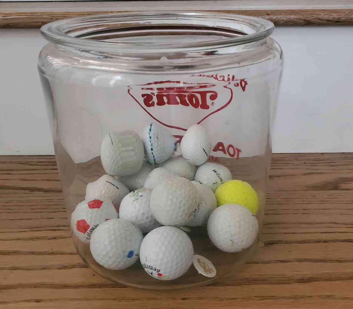 Used Golf Balls 16 Ea  Ball Markers 4 Ea With Glass Storage - Plano, Texas - FleaMarketBay
