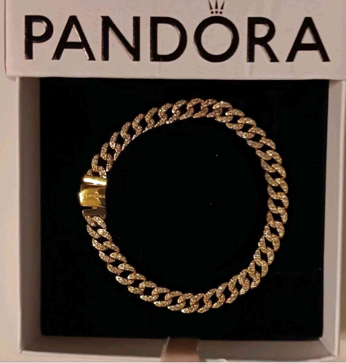 PANDORA TIMELESS GOLD PLATED PAV CUBAN CHAIN BRACELET - Elysburg, Pennsylvania - FleaMarketBay