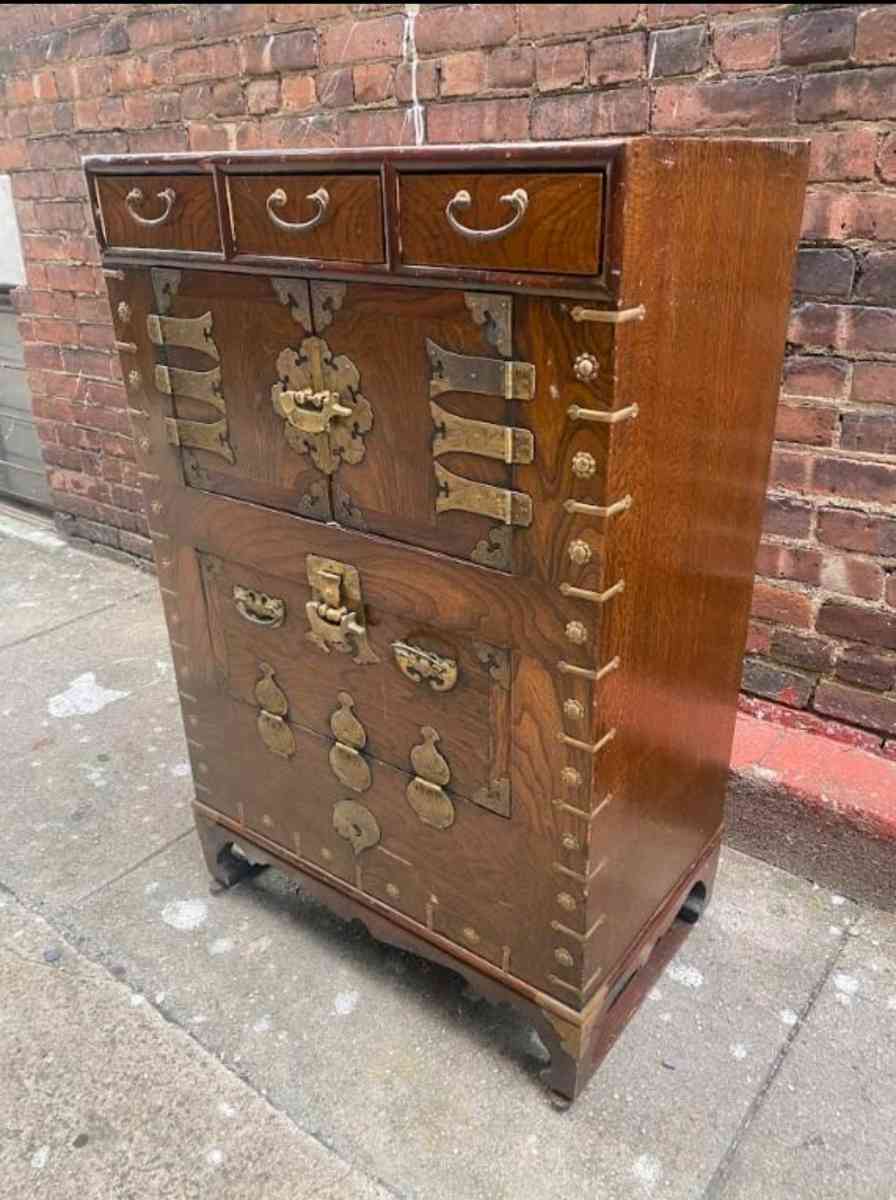Vintage Cabinet  Solid Wood  Brass - Adams, New York - FleaMarketBay