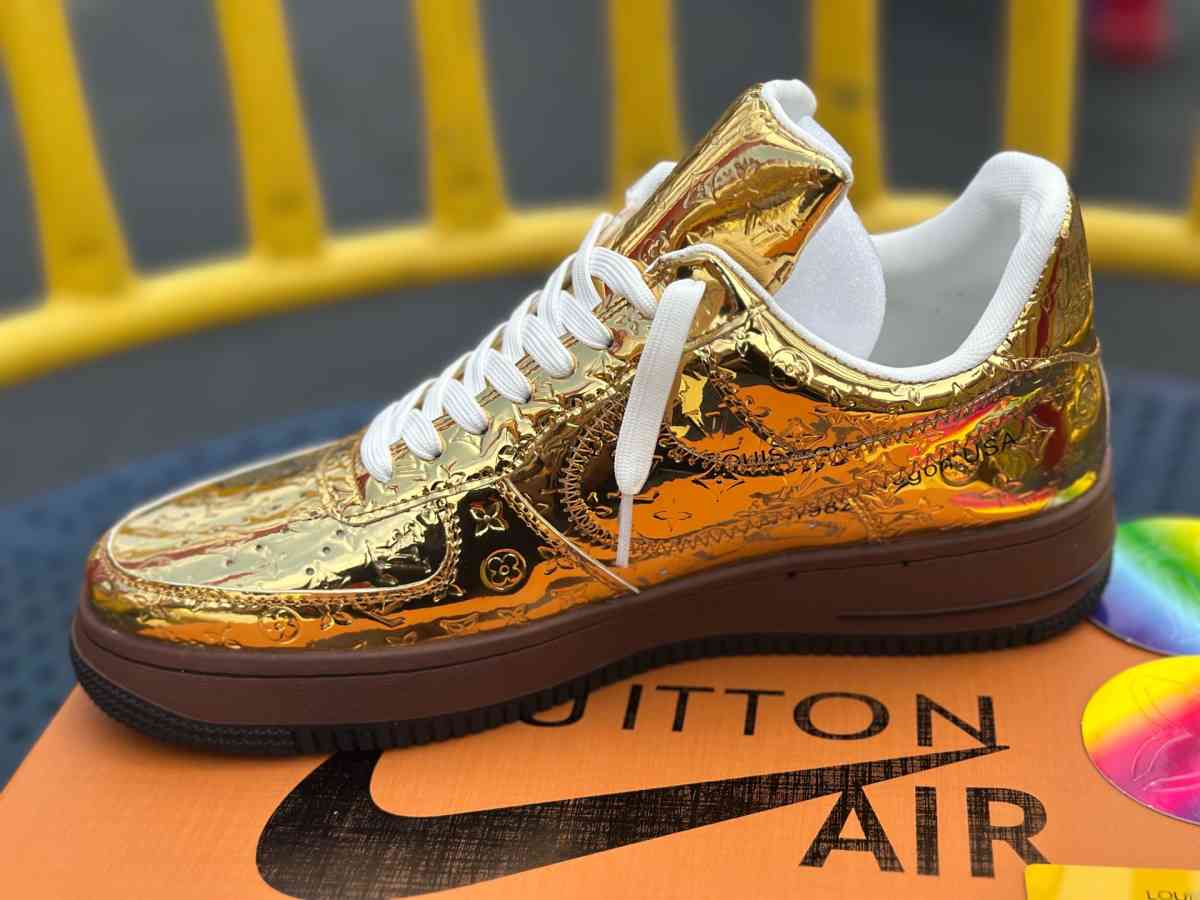 Louis Vuitton x Air Force 1 Low Metallic Gold - Brooklyn, New York - FleaMarketBay