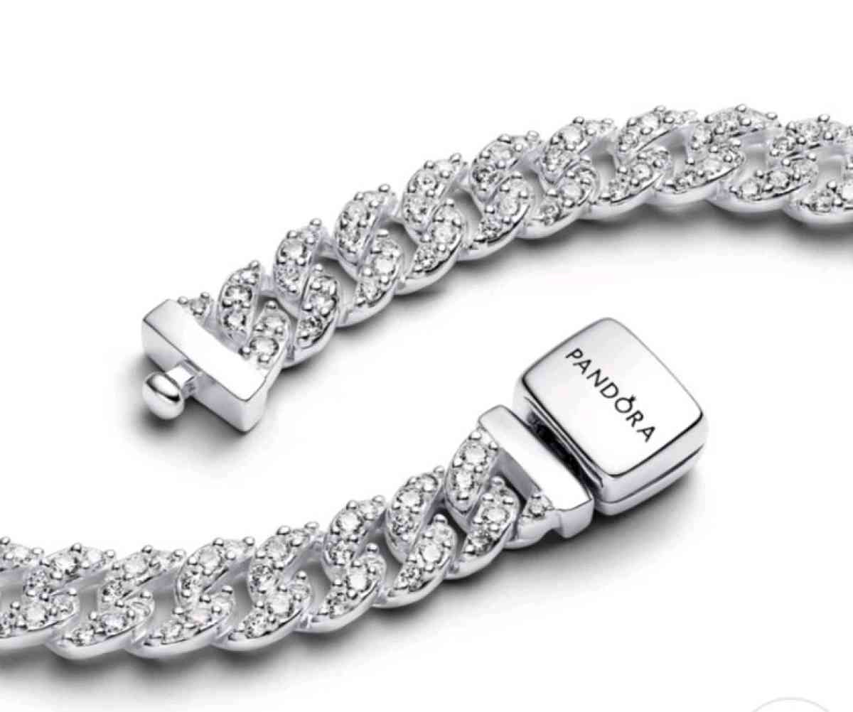 PANDORA TIMELESS PAVE CUBAN CHAIN STERLING SILVER BRACELET - Elysburg, Pennsylvania - FleaMarketBay