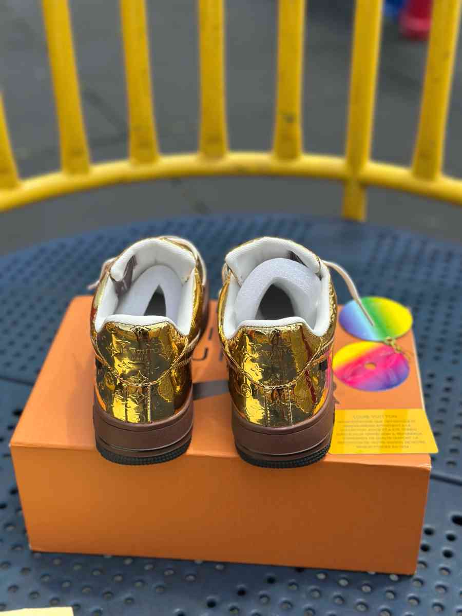 Louis Vuitton x Air Force 1 Low Metallic Gold - Brooklyn, New York - FleaMarketBay