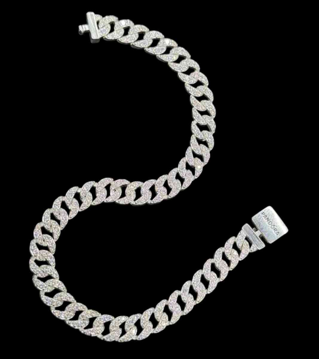PANDORA TIMELESS PAVE CUBAN CHAIN STERLING SILVER BRACELET - Elysburg, Pennsylvania - FleaMarketBay