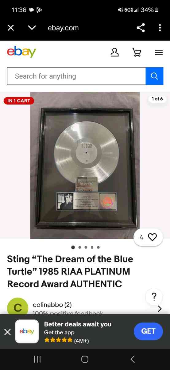 STING RIAA motown platinum music award - Pensacola, Florida - FleaMarketBay