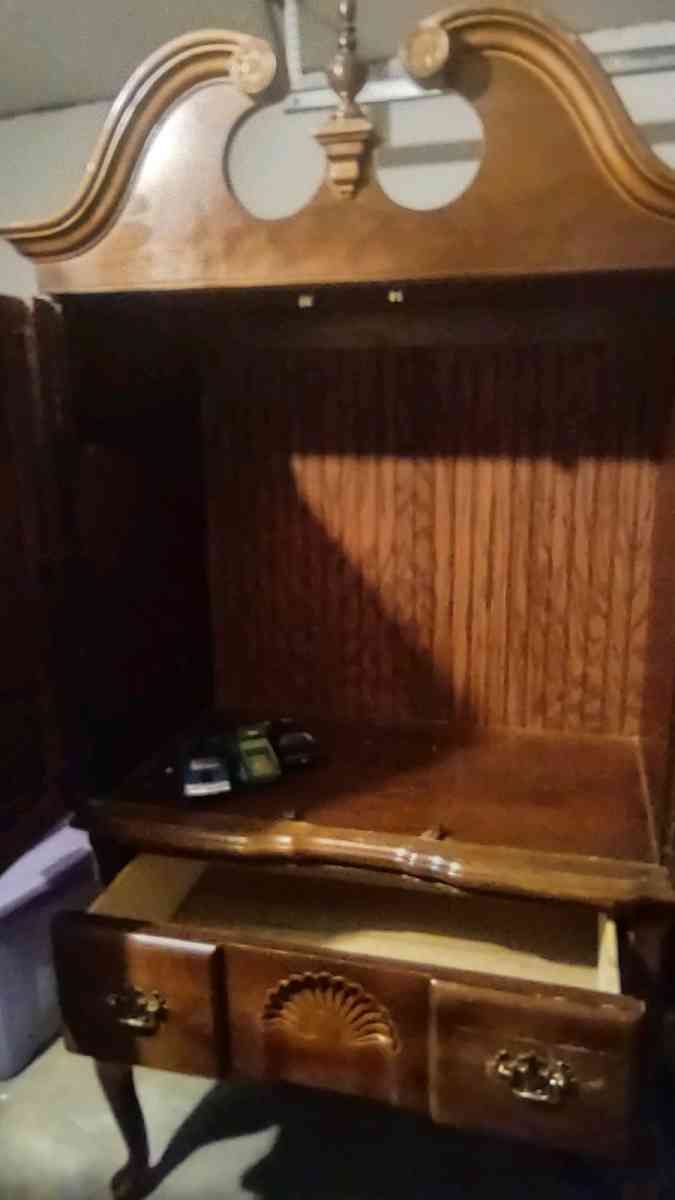 Queen Anne Style High Boy Entertainment Armoire - Dallas, Texas - FleaMarketBay