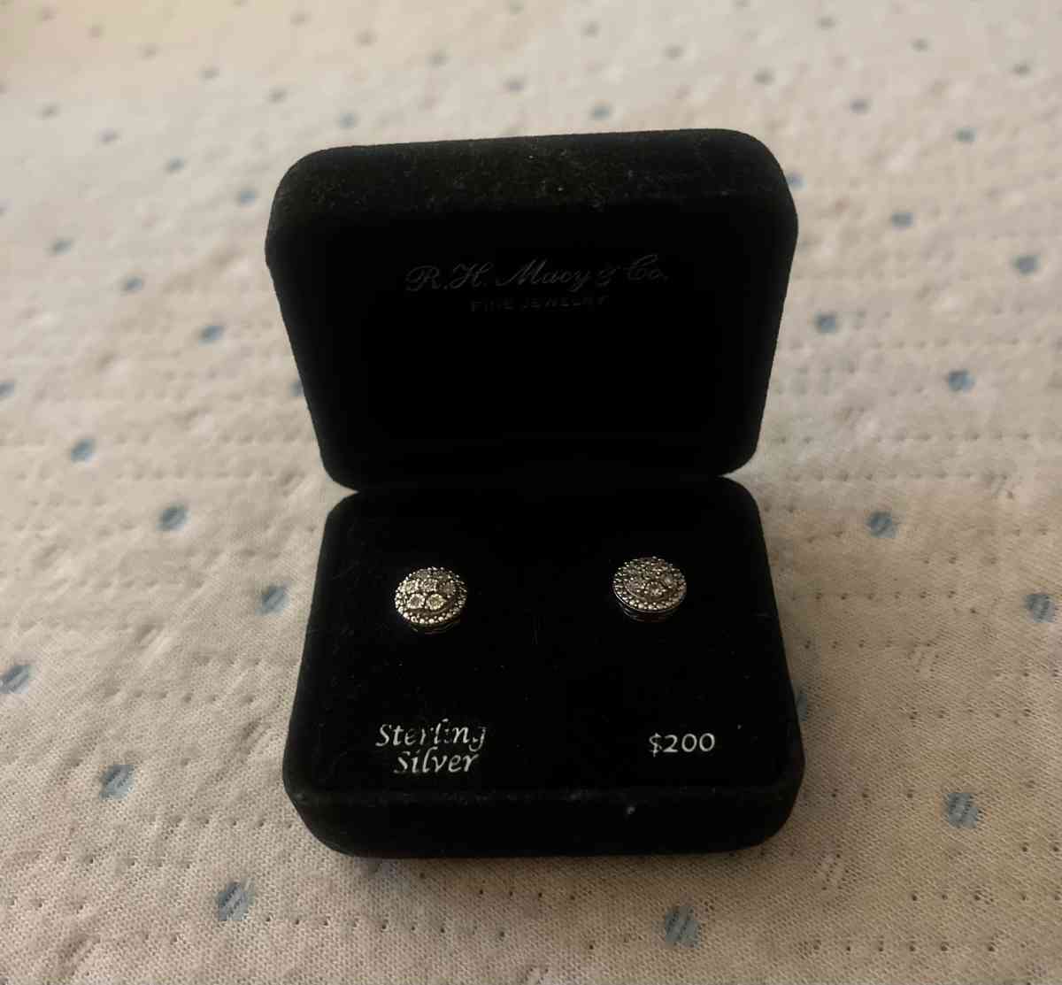 RH MACY STERLING SILVER DIAMOND EARRINGS - Denver, Colorado