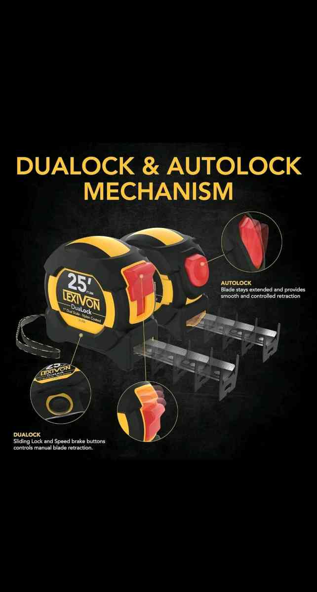 4Pack LX 204 25Ft75M Tape MeasureDualock Autolock1Inch Wide - Brooklyn, New York - FleaMarketBay