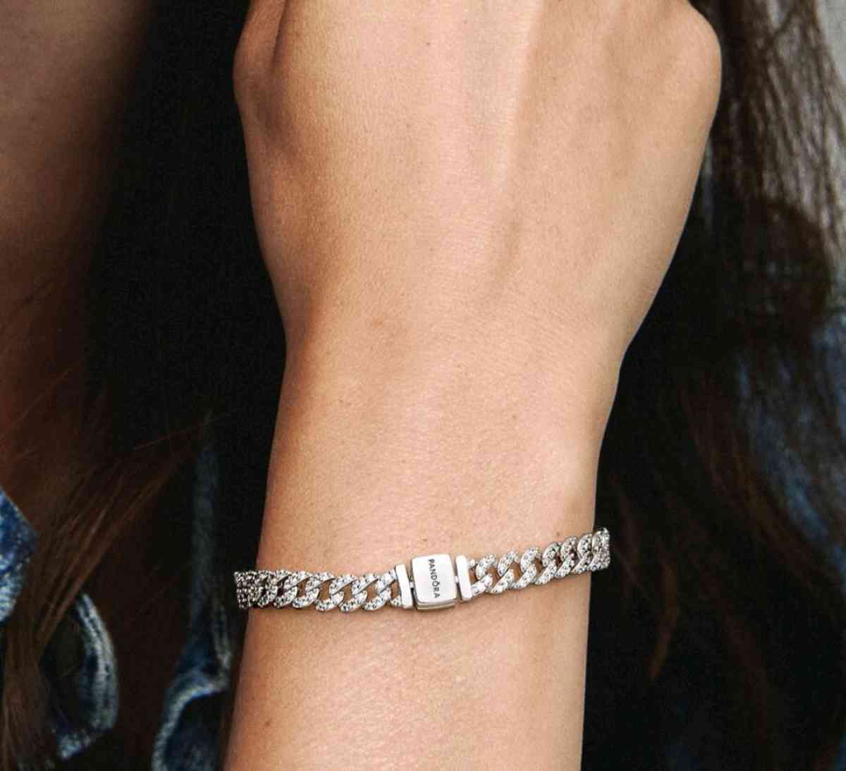 PANDORA TIMELESS PAVE CUBAN CHAIN STERLING SILVER BRACELET - Elysburg, Pennsylvania - FleaMarketBay