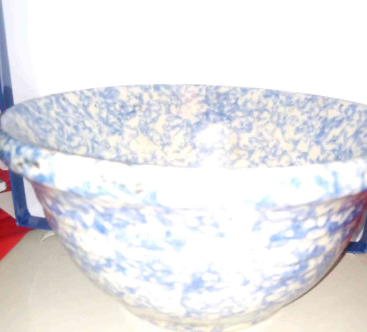vintage blue white sponge bowl