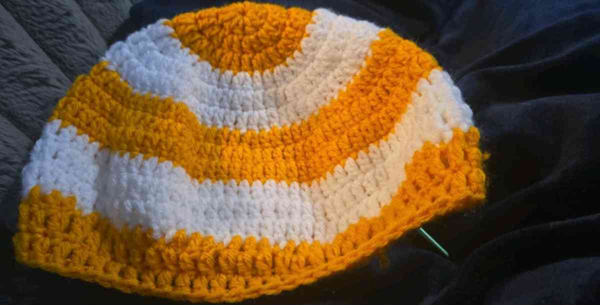 orange and white striped beanie - Colorado Springs, Colorado