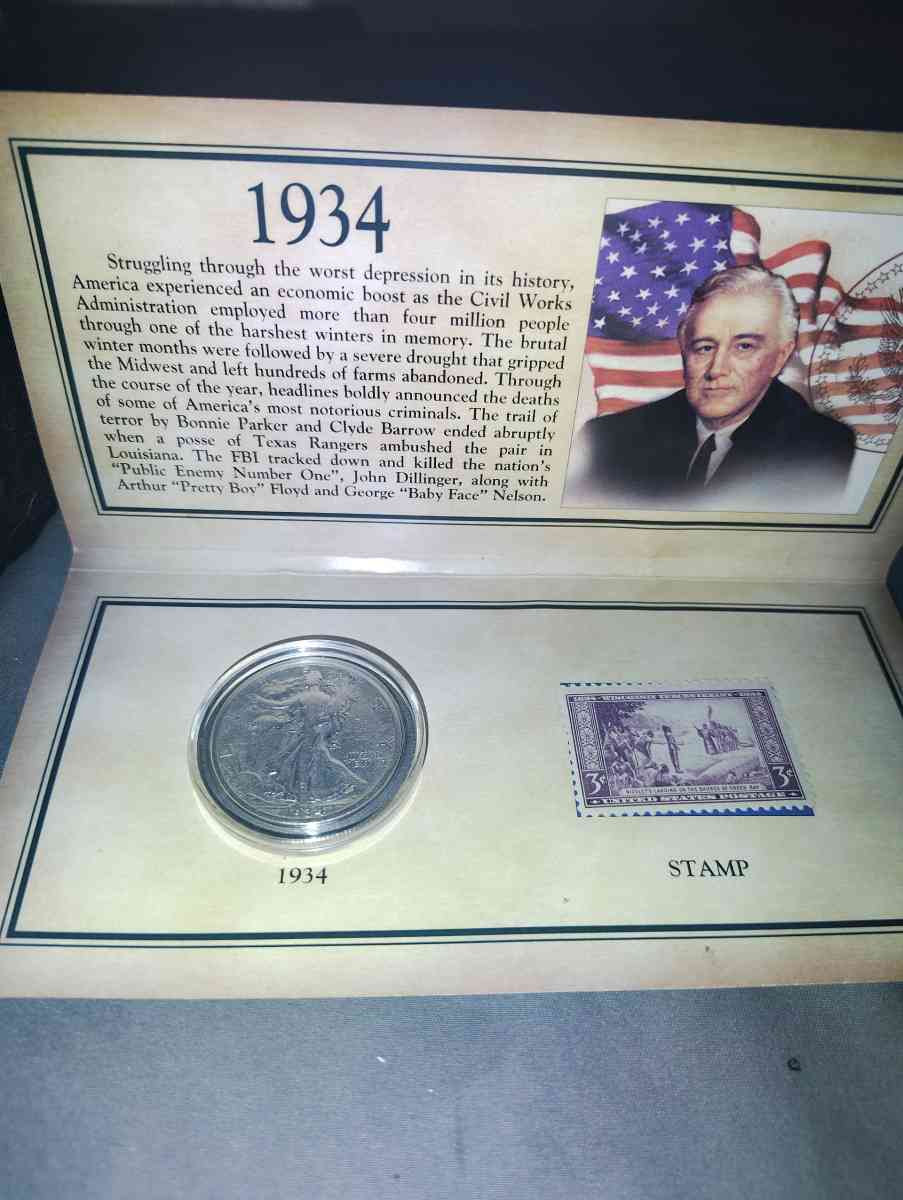 1934 walking liberty and stamp - Myrtle Beach, South Carolina - FleaMarketBay