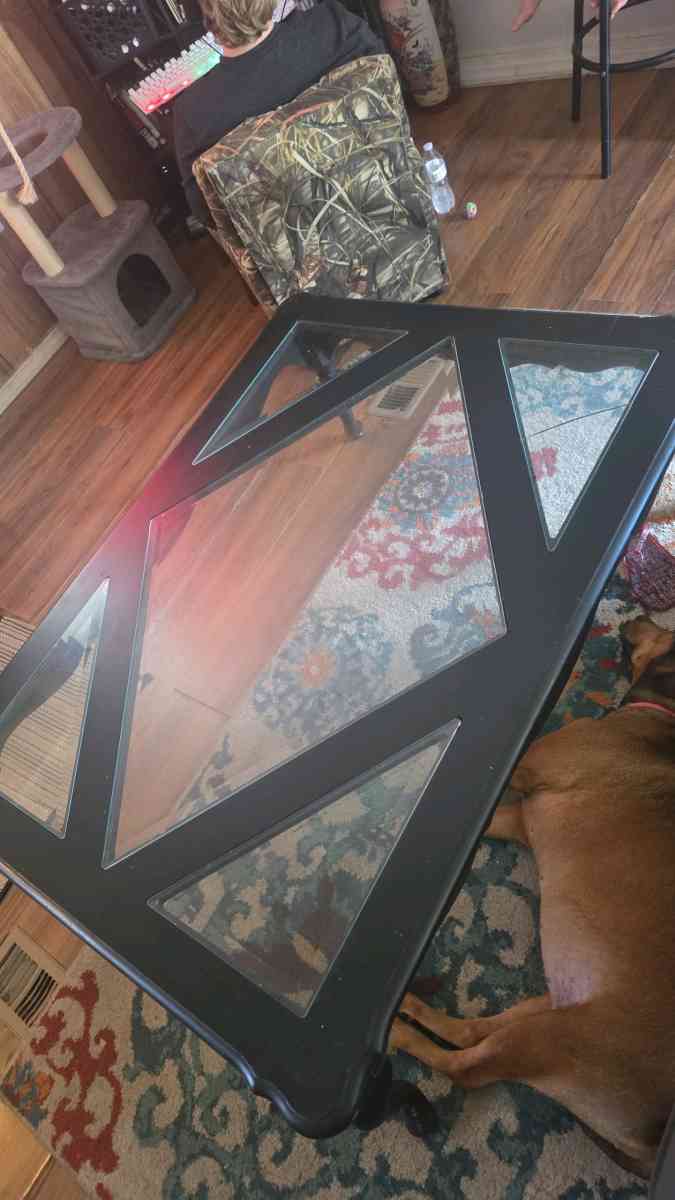 large brown glass coffee table - Swansboro, North Carolina - FleaMarketBay