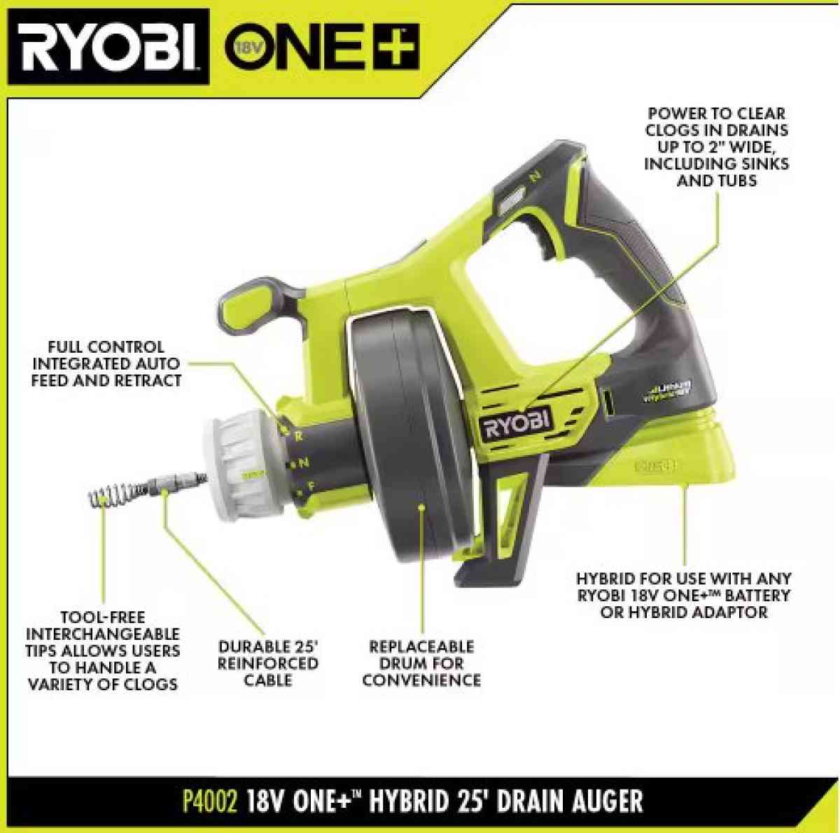 RYOBI ONE 18V HYBRID DRAIN AUGER TOOL ONLY - Las Vegas, Nevada - FleaMarketBay