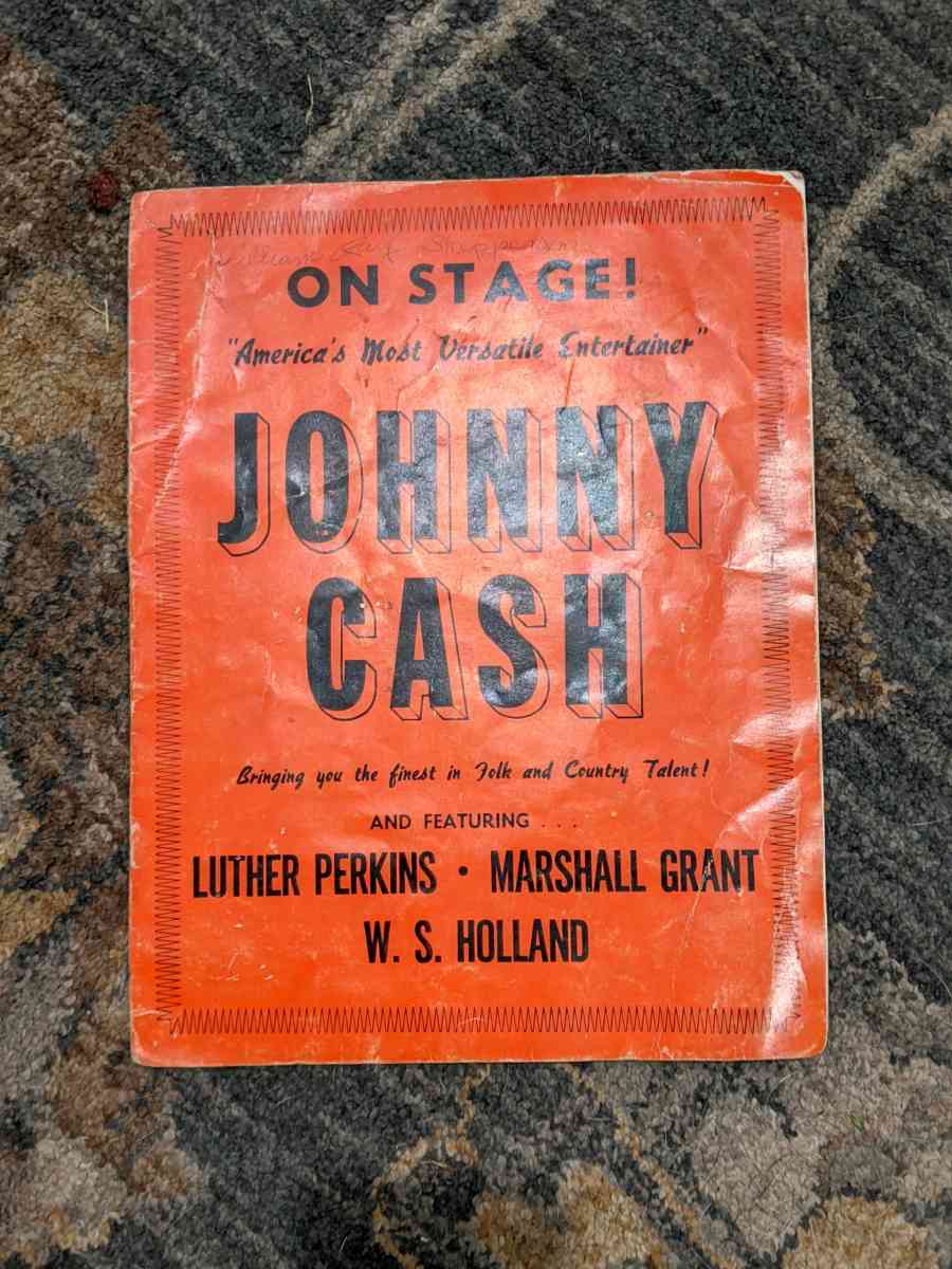 autographed by Johnny Cash on stage flyer - Campbellsville, Kentucky