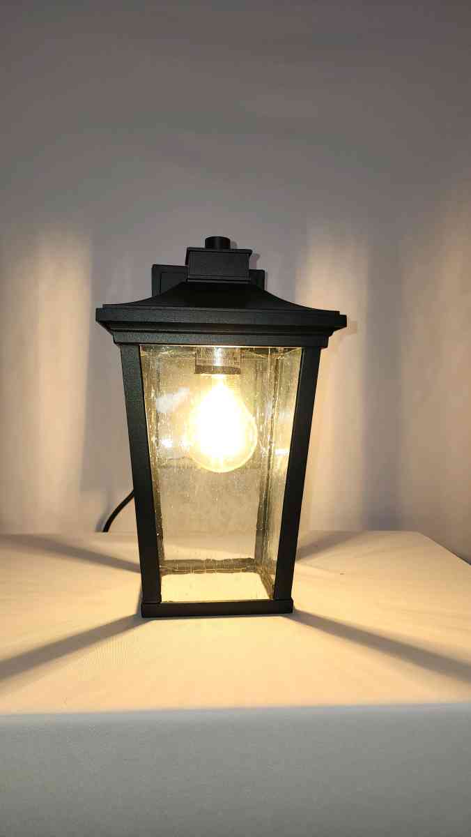 BLACK 1LIGHT OUTDOOR WALL SCONCE WITH SEEDED GLASS SHADE - Las Vegas, Nevada