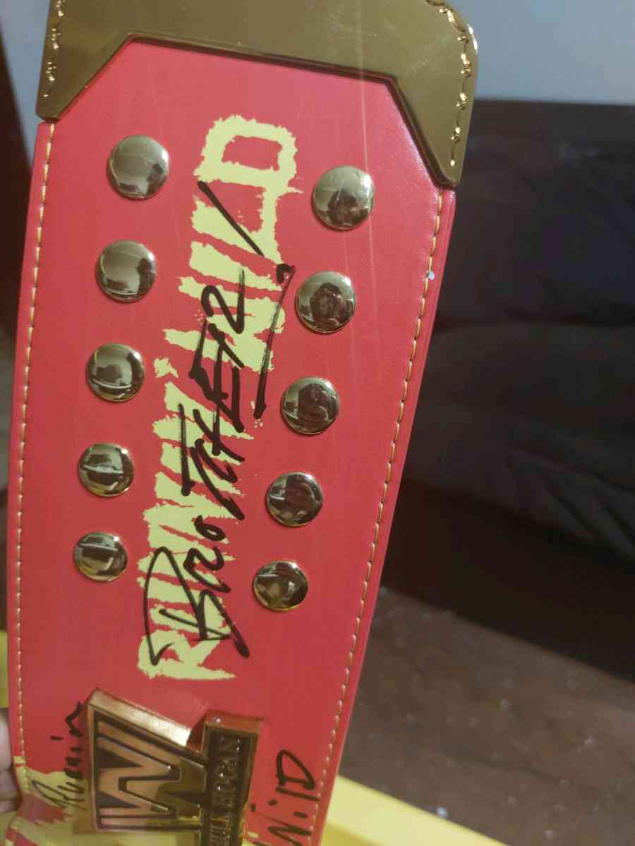 red and yellow winged eagle autographed Hulk Hogan Hall of F - Decatur, Georgia - FleaMarketBay