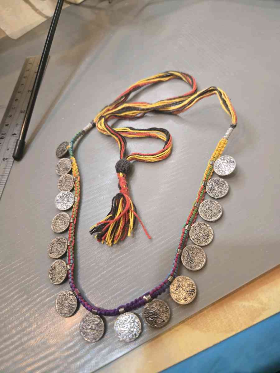 Multicoloured silver coin necklace with tassel festivalvibes - Sterling, Virginia - FleaMarketBay