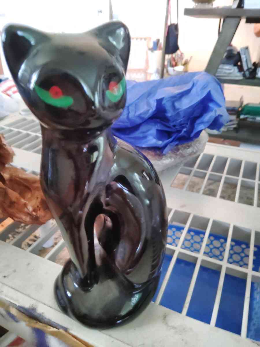 MidCentury Halloween Decor Ceramic Black Cat - Lake Charles, Louisiana - FleaMarketBay