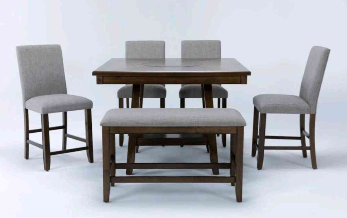 Hyland Brown Grey 48 CounterHeight Table Set w Lazy Susan - Victorville, California - FleaMarketBay