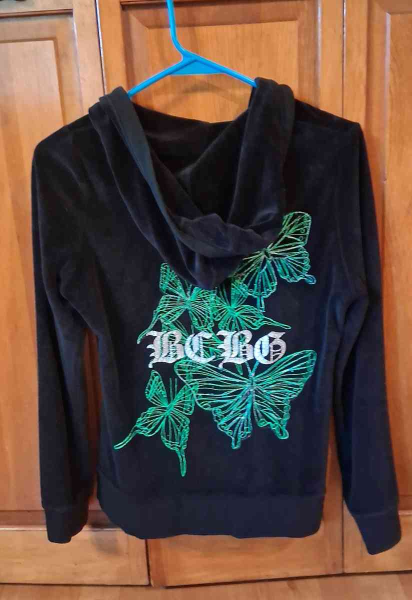 BCBGMAXAZRIA BLACK GELVET HOODIE WOMENS SMALL - Elysburg, Pennsylvania - FleaMarketBay