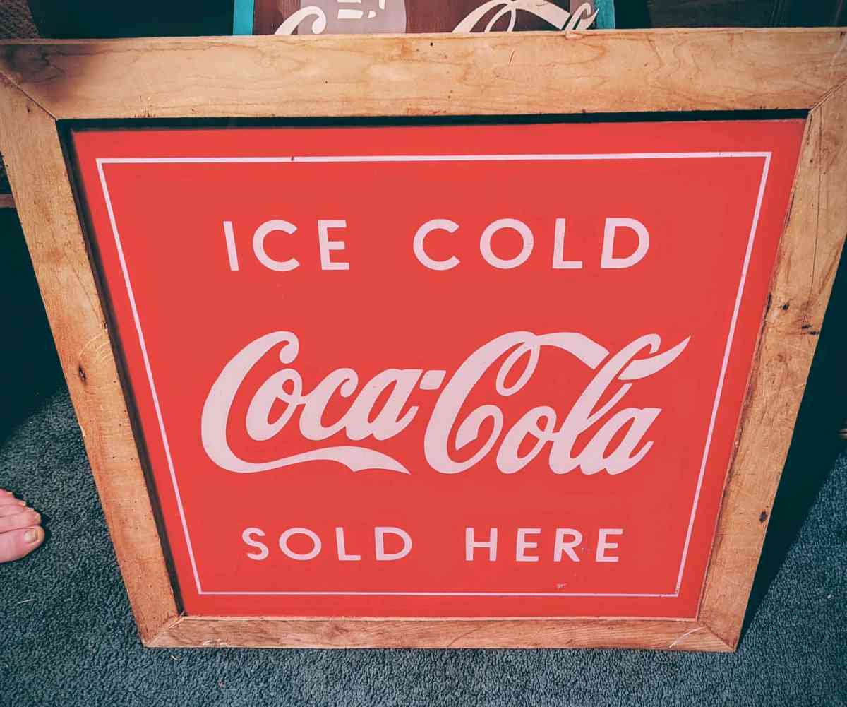 Coca Cola vintage glass framed sign - Haleyville, Alabama - FleaMarketBay