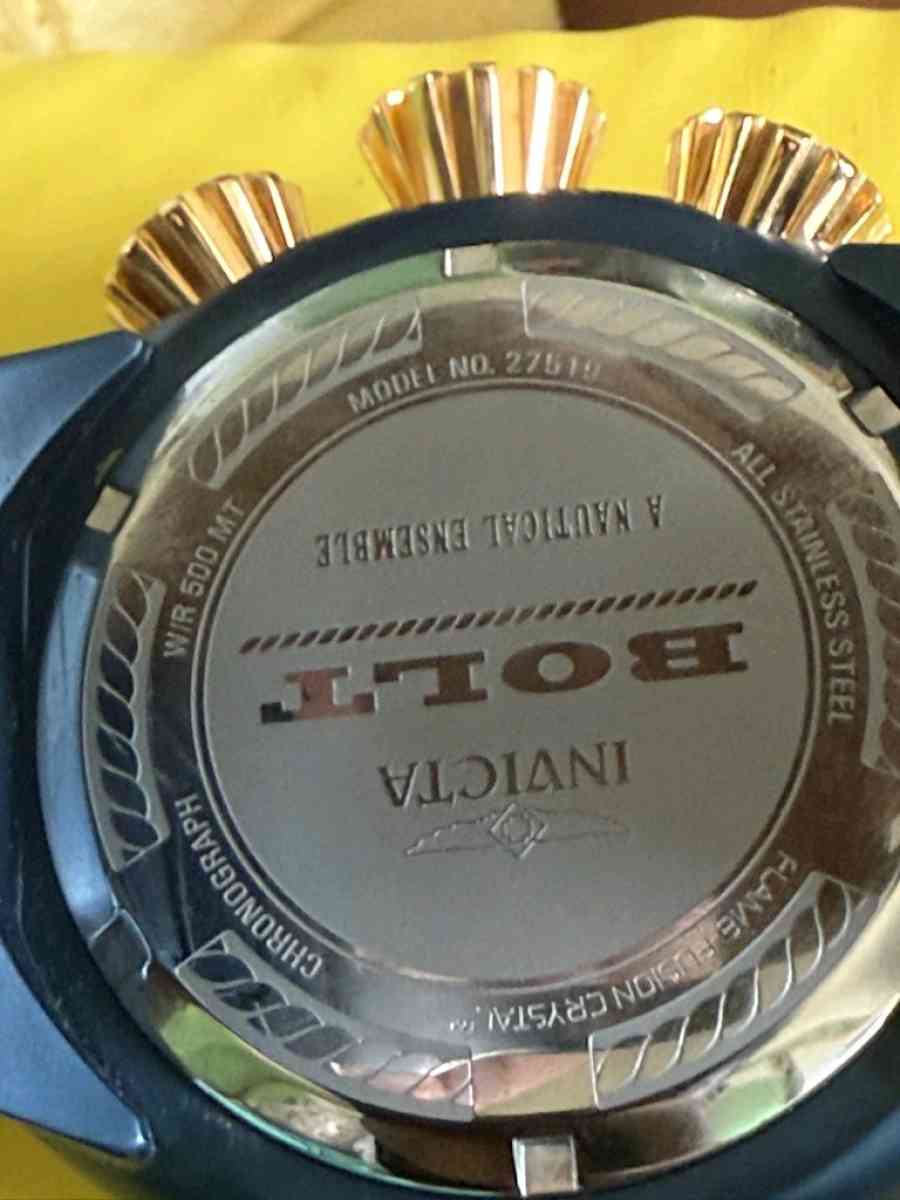 Invitca mens watch blue and gold bolt - Hemet, California - FleaMarketBay