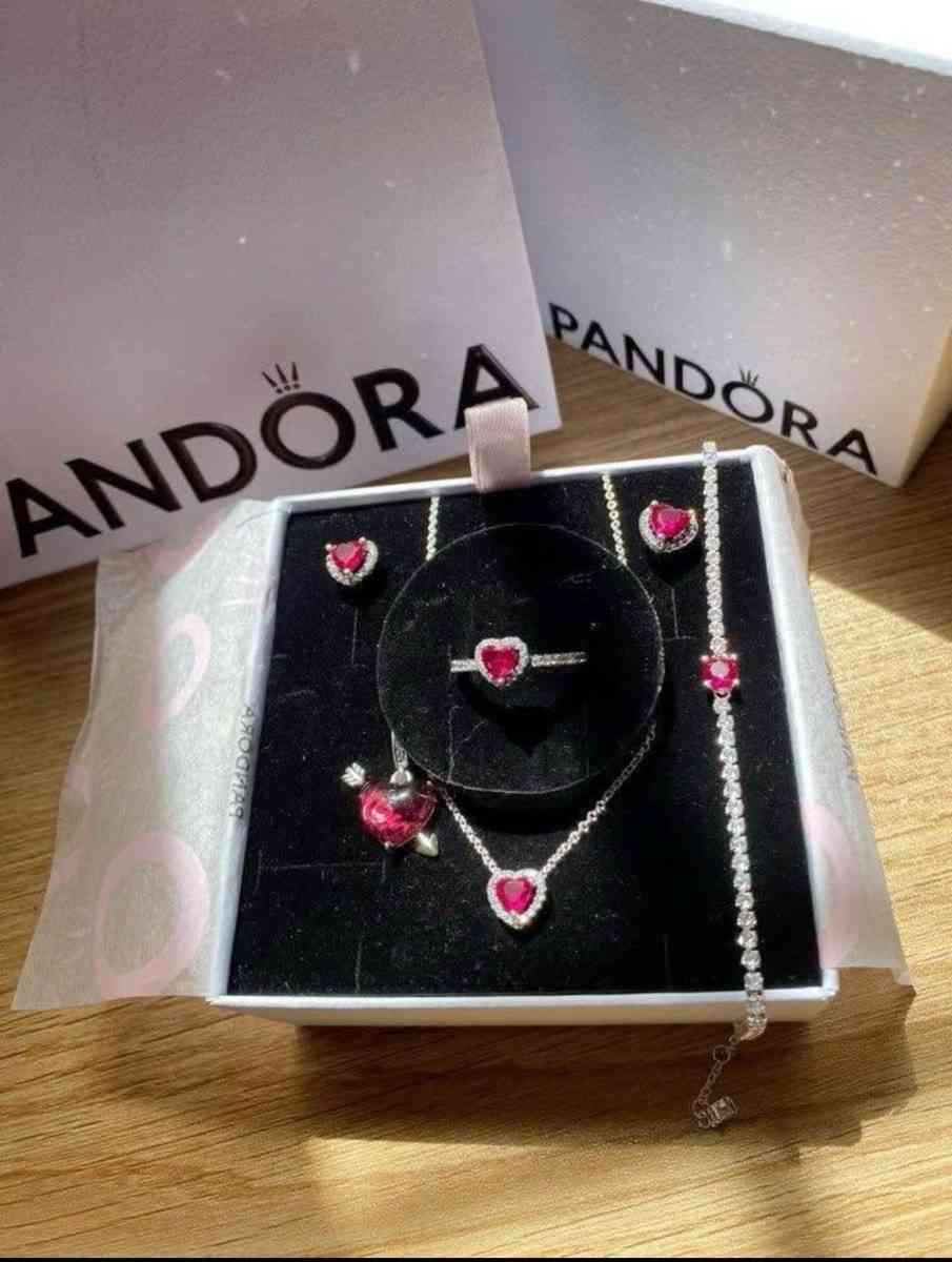 Pandora Red Heart Necklace Matching Ring Set - Afton, Tennessee - FleaMarketBay