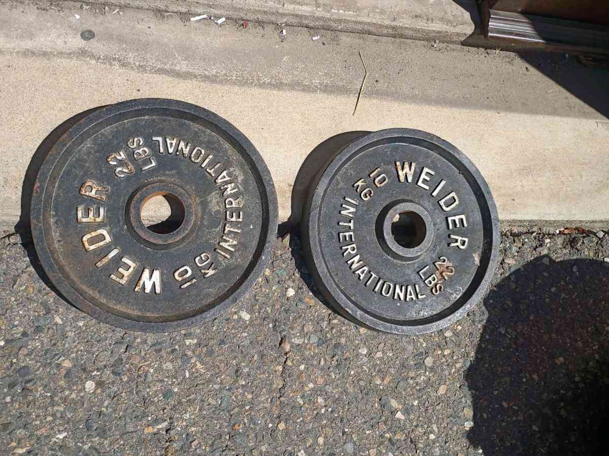 two Olympic weight plates
