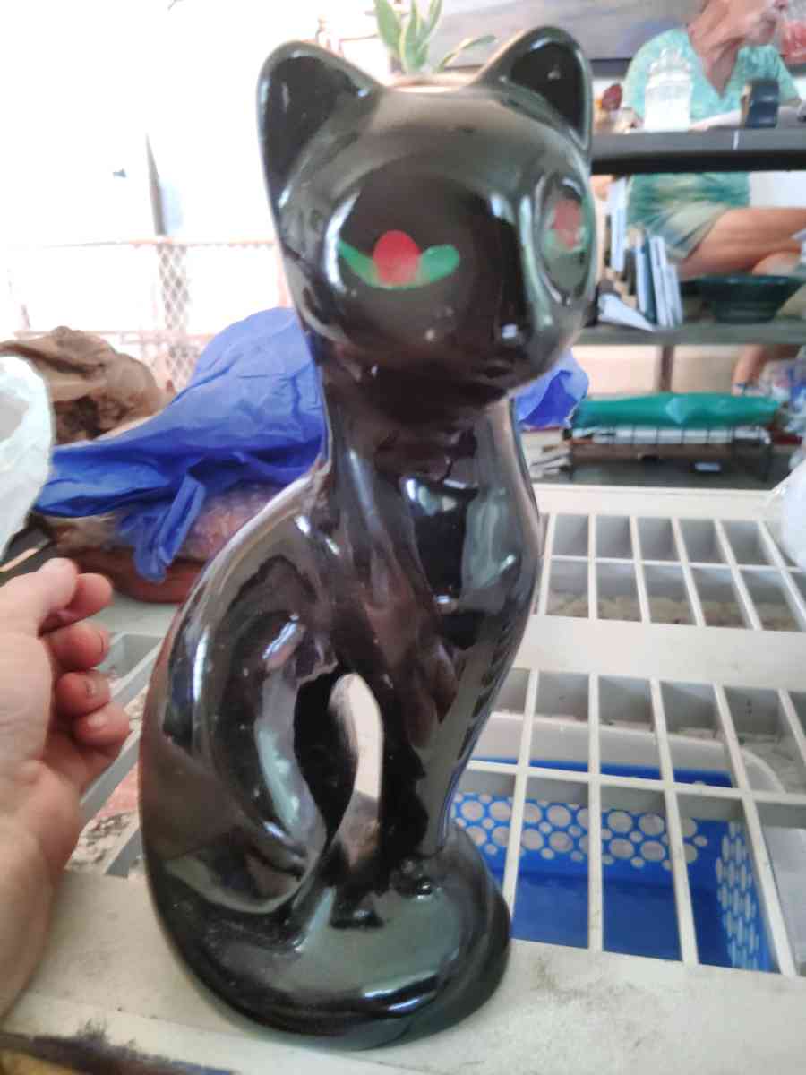 MidCentury Halloween Decor Ceramic Black Cat - Lake Charles, Louisiana
