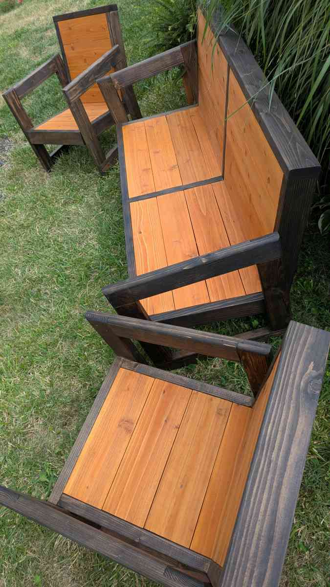 Rustic 3 Piece Patio Furniture  Handmade  Built to Last - Franklin, Ohio - FleaMarketBay