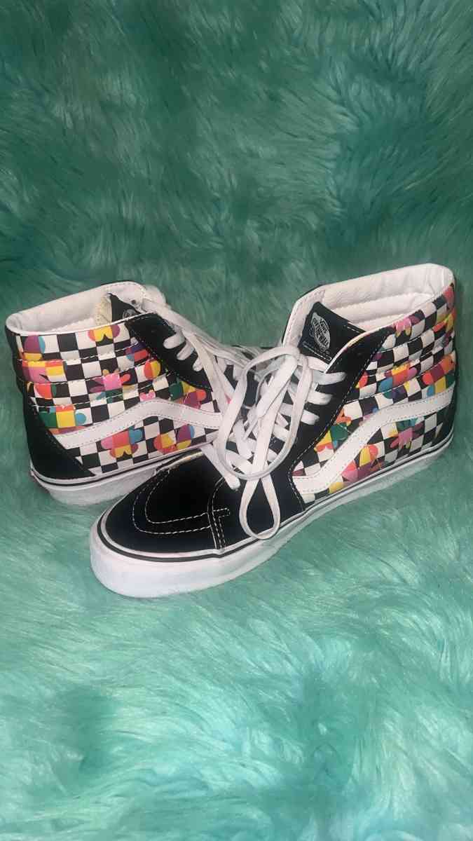Mens Size 10 Vans Sk8 High Top Floral Checkered Sneakers - North Las Vegas, Nevada - FleaMarketBay