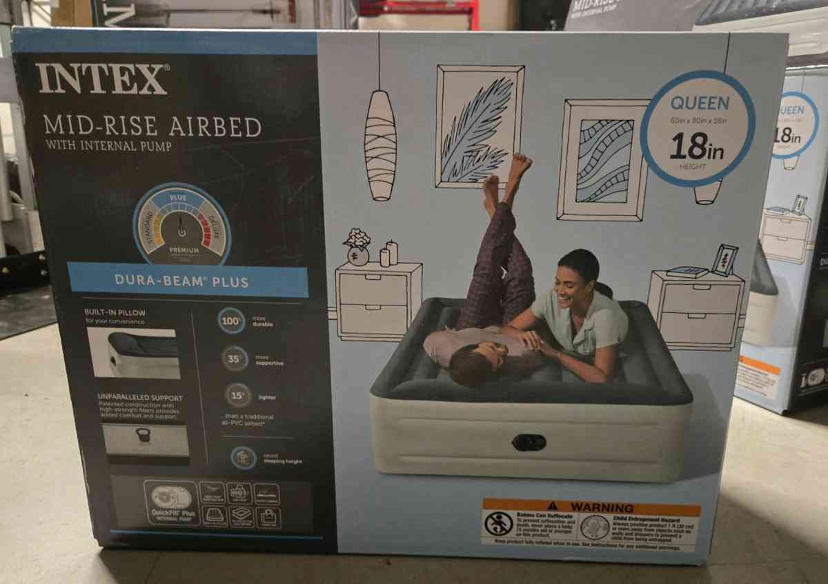 2 Intex DuraBeam Plus MidRise Queen 18 Airbed with BuiltIn P - Victorville, California - FleaMarketBay
