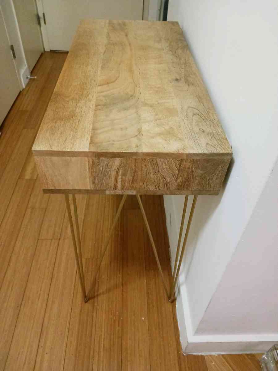 SAFAVIEH Marigold Wood Desk  Gold Legs  Modern  Stylish - Bronx, New York - FleaMarketBay