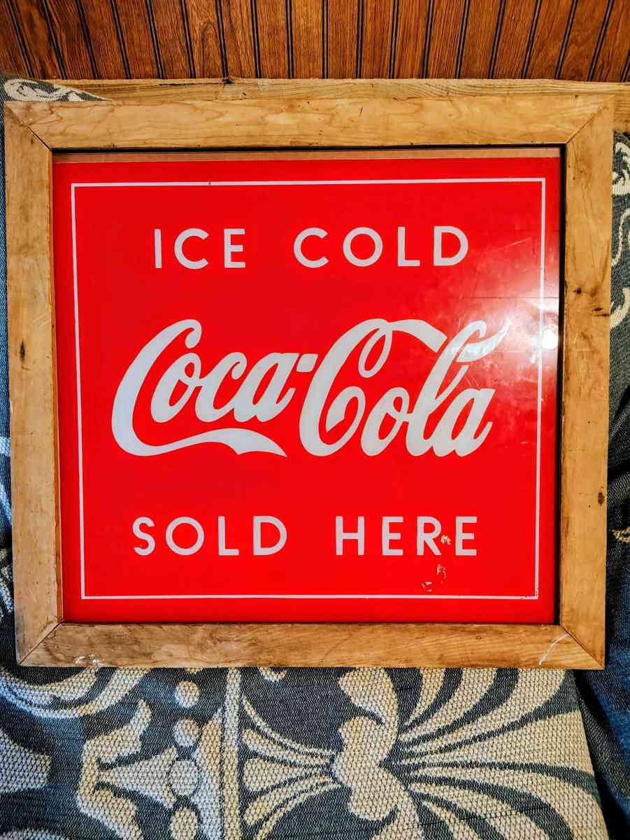 Coca Cola vintage glass framed sign - Haleyville, Alabama